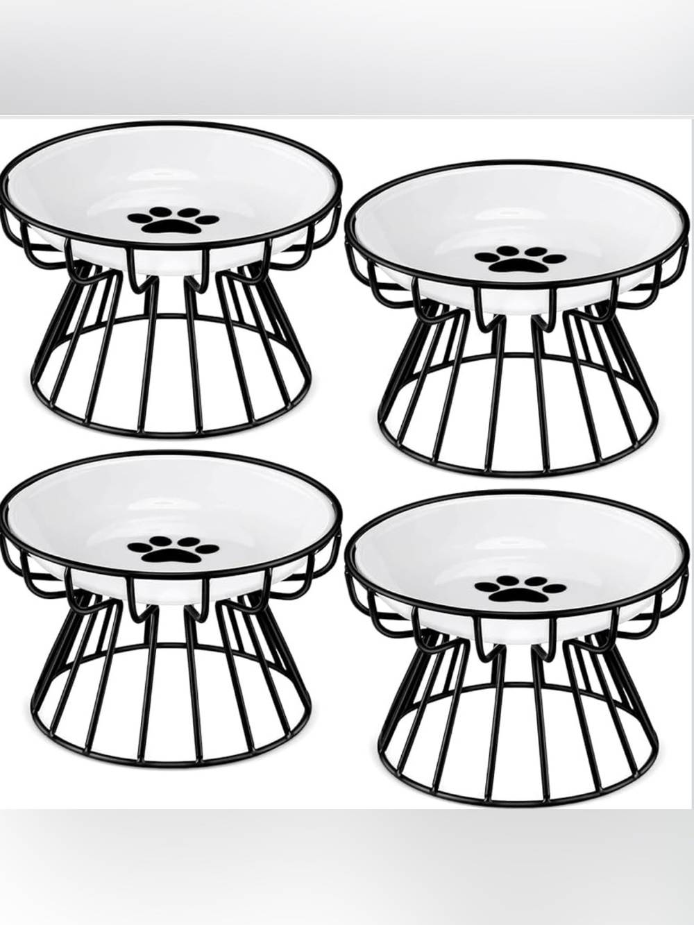 New Roshtia 4 Sets Elevated Ceramic Raised Cat Food Bowls with Metal Stand